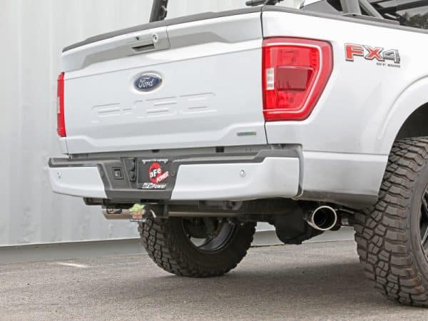 aFe Vulcan 3in 304 SS Cat-Back Exhaust 2021 Ford F-150 V6 2.7L/3.5L (tt)/V8 5.0L w/ Polished Tips - Image 4