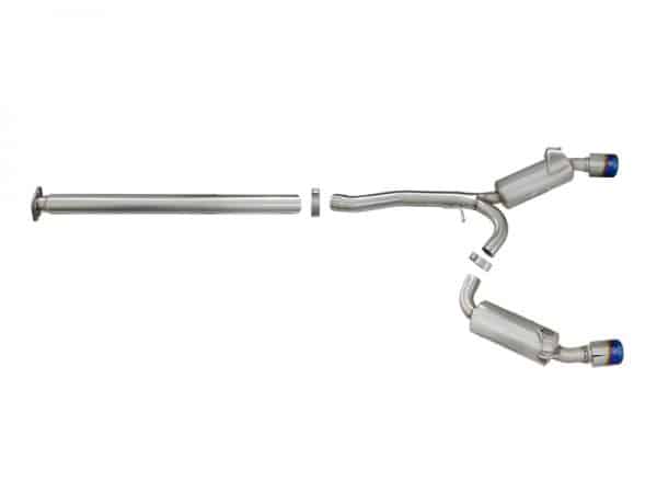 aFe Takeda 3in. to 2.5in. 304 SS C/B Exhaust 08-15 Mitsubishi EVO I4-2.0L (t) - Blue Flamed Tips - Image 2
