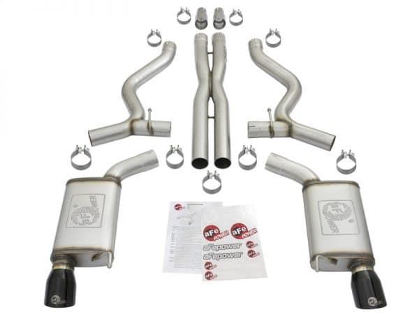 aFe MACHForce XP 3in 304 SS Cat-Back Exhausts w/ Black Tips 15-17 Ford Mustang GT V8-5.0L/V6-3.7L - Image 3