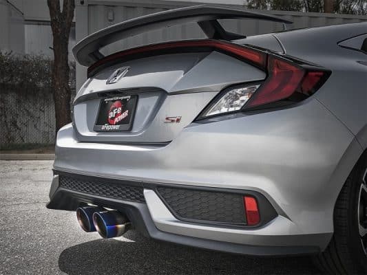 Alternative view of aFe Takeda 3in 304 SS Cat-Back Exhaust System w/ Blue Tips 2017 Honda Civic Si I4 1.5L (t)