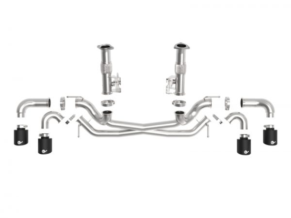 aFe MACH Force-Xp 3in to 2-1/2in 304SS Cat-Back (No Muff.) 2020 Chevy Corvette (C8) 6.2L - Black Tip - Image 2