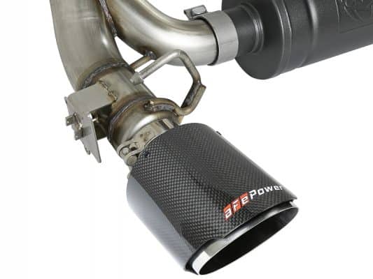 Alternative view of aFe Takeda 3in 304 SS Cat-Back Exhaust System w/ Carbon Fiber Tips 16-18 Ford Focus RS I4-2.3L (t)