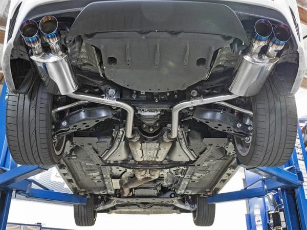 aFe Takeda 16-17 Lexus RC 200T 2.0L (t) 2in. SS Axle-Back Exhaust System w/Polished Blue Tips - Image 3