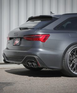 Alternative view of aFe 20-22 Audi RS6 Avant V8 4L (tt) MACH Force-Xp 3in to 2.5in 304 SS Cat-Back Exhaust w/ Carbon Tip
