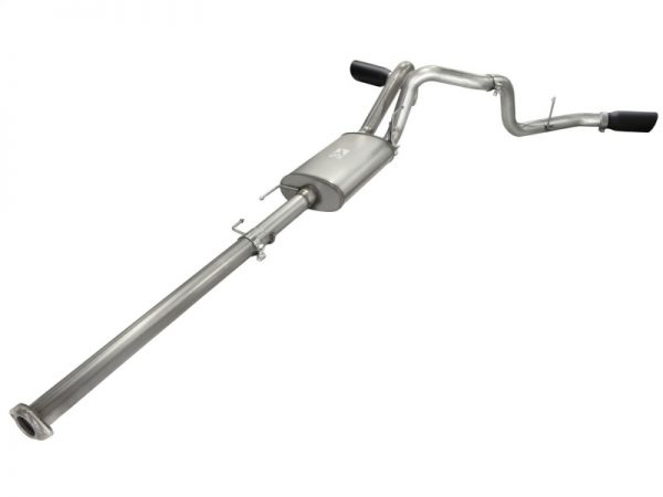 aFe MACHForce XP Exhaust 3in SS Dual Side Exit CB w/ Black Tips 11-14 Ford F150 EcoBoost V6-3.5L TT - Image 3