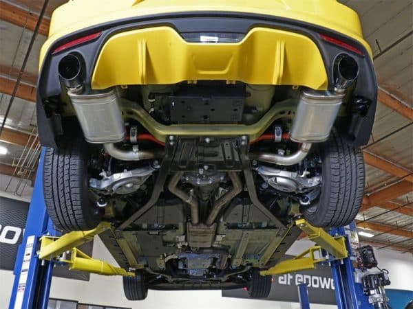 aFe MACHForce XP 2.5in 409 Stainless Axle Back Exhaust w/ Black Tips 15-17 Ford Mustang I4-2.3L (t) - Image 2