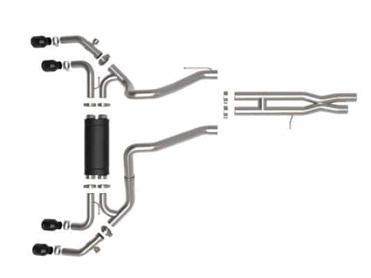 Alternative view of aFe Vulcan Series 2.5in 304SS Cat-Back Exhaust 2021+ Jeep Wrangler 392 6.4L w/ Black Tips