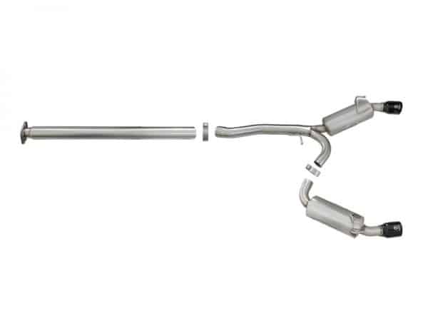 aFe Takeda 3in. to 2.5in. 304 SS C/B Exhaust 08-15 Mitsubishi Lancer EVO I4-2.0L (t) - Black Tips - Image 4