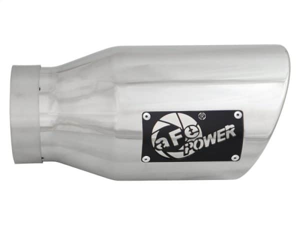 aFe MACH Force-XP 304 SS Right Side Single Wall Polished Exhaust Tip 4in Inlet x 6in Outlet x 12in L - Image 4