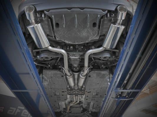 Alternative view of aFe POWER Takeda 16-17 Lexus IS200t L4-2.0L (t) 2.5in-3in 304 SS CB Exhaust w/ Black Tips