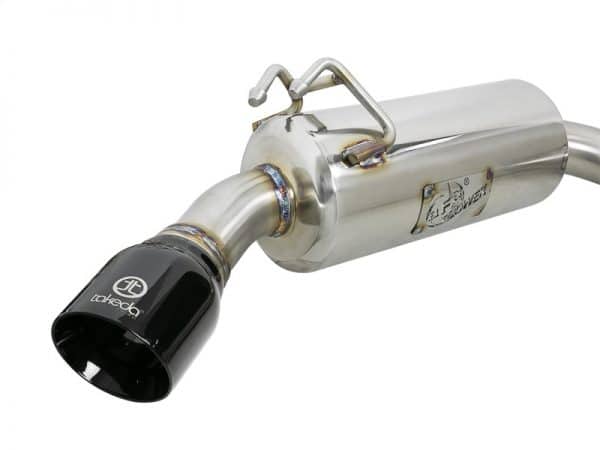 aFe Takeda 3in. to 2.5in. 304 SS C/B Exhaust 08-15 Mitsubishi Lancer EVO I4-2.0L (t) - Black Tips - Image 2