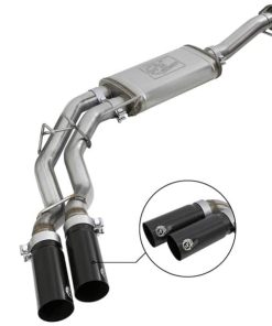 aFe Rebel Series Exht 3in SS Middle Side Exit CB w/ Black Tips 11-14 Ford F150 Ecoboost V6 3.5L (tt)