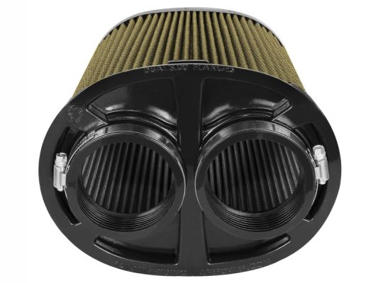 Alternative view of aFe Momentum Intake Rep Air Filter w/PG7 Media-3in F (Dual) x (8.25x6.25)in B x (7.25x5)in T x 9in H