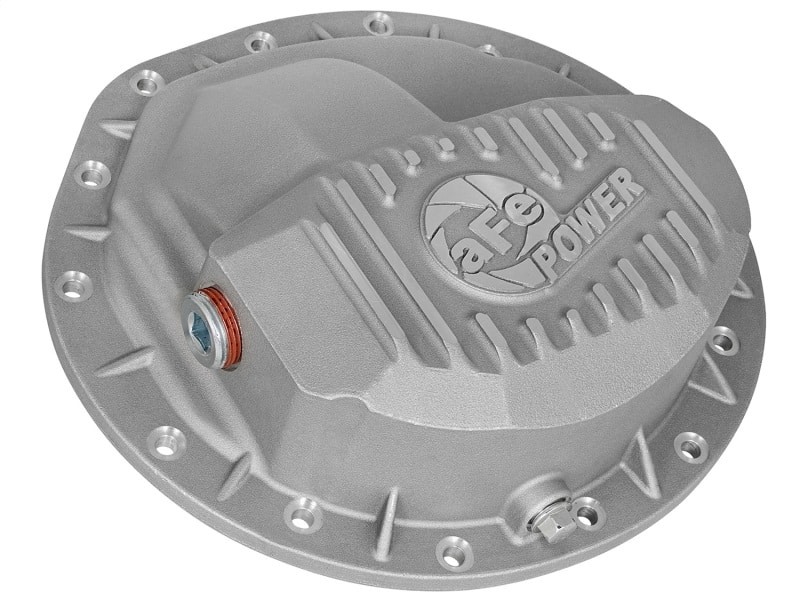 aFe Power Rear Differential Cover Raw w/Machined Fins Street Ser. 16-17 Nissan Titan XD (AAM 9.5-14) - Image 3
