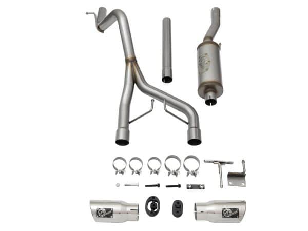 aFe Rebel Series CB 2.5in Dual Center Exit SS Exhaust w/ Polish Tip 07-15 Jeep Wrangler 3.6L/3.8L V6 - Image 8