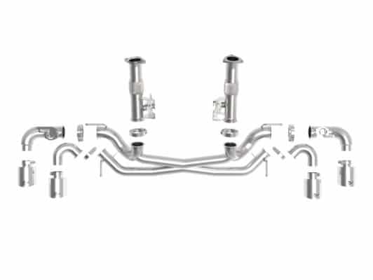 Alternative view of AFe MACH Force-Xp 304 Stainless Steel Cat-Back Exhaust Polished 2020 Chevrolet Corvette C8