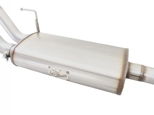 Alternative view of aFe MACHForce XP Exhaust 3in SS Dual Side Ext CB w/ Polished Tips 2015 Ford F150 5.0L V8 CC/SB EC/LB