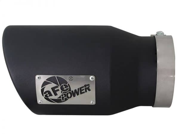 aFe MACHForce XP 5in 304 Stainless Steel Exhaust Tip 5 In x 7 Out x 12L in Bolt On Right - Black - Image 2
