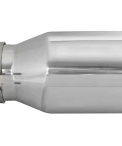 Alternative view of aFe MACH Force-Xp Univ 304 SS Double-Wall Clamp-On Exhaust Tip - Polished - 3in Inlet - 4.5in Outlet