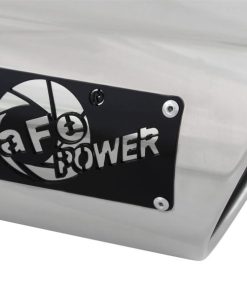 Alternative view of aFe MACH Force-XP 304 SS Right Side Single Wall Polished Exhaust Tip 4in Inlet x 6in Outlet x 12in L