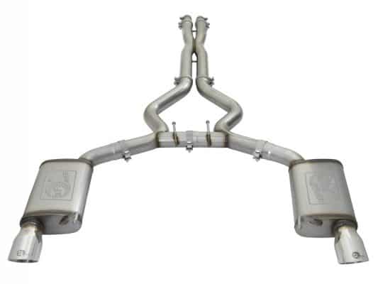 Alternative view of aFe MACHForce XP 3in 304 SS Cat-Back Exhausts w/ Polished Tips 15-17 Ford Mustang GT V8-5.0L/V6-3.7L