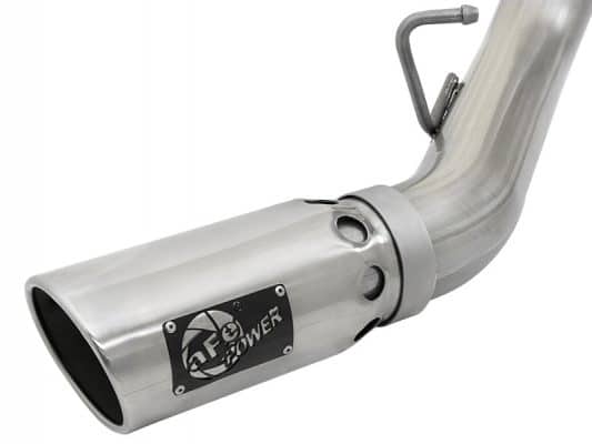 Alternative view of aFe ATLAS 4in DPF-Back Alum Steel Exhaust System w/Dual Exit Polished Tip 2017 GM Duramax 6.6L (td)