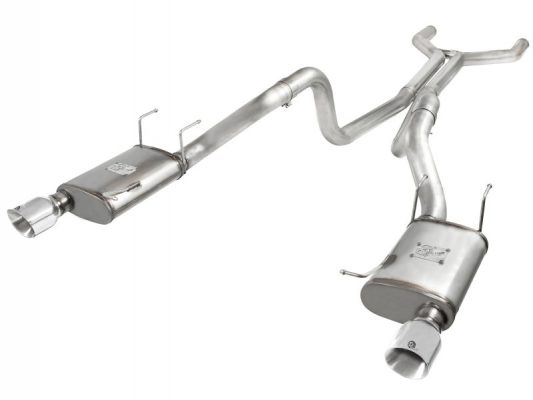 Alternative view of aFe MACHForce XP Cat-Back Exhaust 3in SS w/ Polished Tips 11-14 Ford Mustang GT V8 5.0L