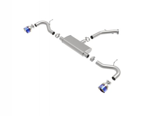 Alternative view of aFe Takeda 2.5in 409 SS Axle-Back Exhaust System Blue Flame 18-20 Hyundai Elantra GT L4-1.6L(t)