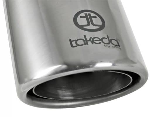 Alternative view of aFe Takeda 304 Stainless Steel Clamp-On Exhaust Tip 2.5in. Inlet / 4in. Outlet / 8in. L - Polished