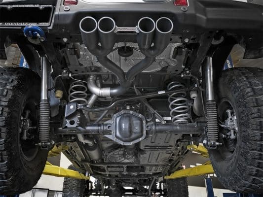 Alternative view of aFe Rebel Series 2.5in. 304 SS C/B Exhaust System 2018 Jeep Wrangler (JL) V6-3.6L - Black Tip