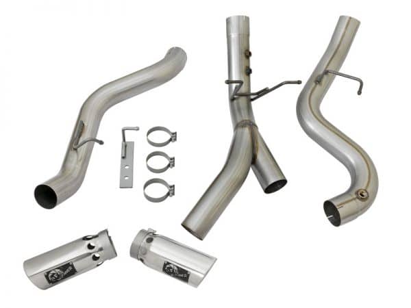 aFe ATLAS 4in DPF-Back Alum Steel Exhaust System w/Dual Exit Polished Tip 2017 GM Duramax 6.6L (td) - Image 7