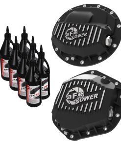 aFe Pro Series F&R Differential Cover Black w/ Machined Fins 13-18 RAM 6.7L w/ 75W90 Synth Gear Oil