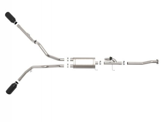 Alternative view of aFe Gemini XV 3in 304 SS Cat-Back Exhaust 15-20 Ford F-150 V6 2.7L/3.5 w/ Black Tips