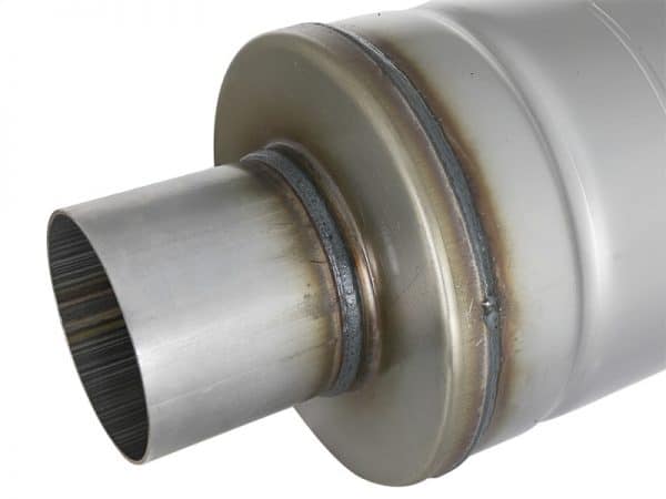aFe MACH Force-Xp 409 SS Muffler 3in Center/Center 14in L x 6in Dia - Round Body - Image 2