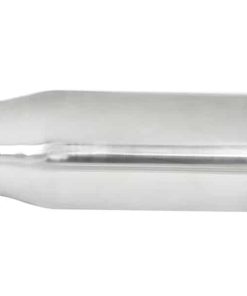 Alternative view of aFe MACH Force-XP 304 SS Sing Wall Pol Exh Tip Univ Exit 3in Inlet x 4in Outlet x 12in L - Clamp On