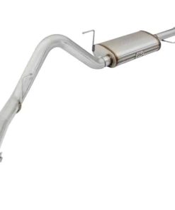 aFe MACHForce XP Exhaust 3in-3.5in SS Single Side Exit CB w/ Black Tips 15 Ford F150 V8 5.0L CC/SB