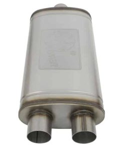 Alternative view of aFe MACHForce XP SS Muffler 3in Center Inlet / 3in Offset Outlet 22in L x 11in W x 6in H Body