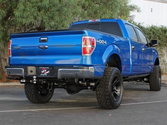 Alternative view of aFe MACHForce XP Exhaust 3in SS Dual Side Exit CB w/ Black Tips 11-14 Ford F150 EcoBoost V6-3.5L TT