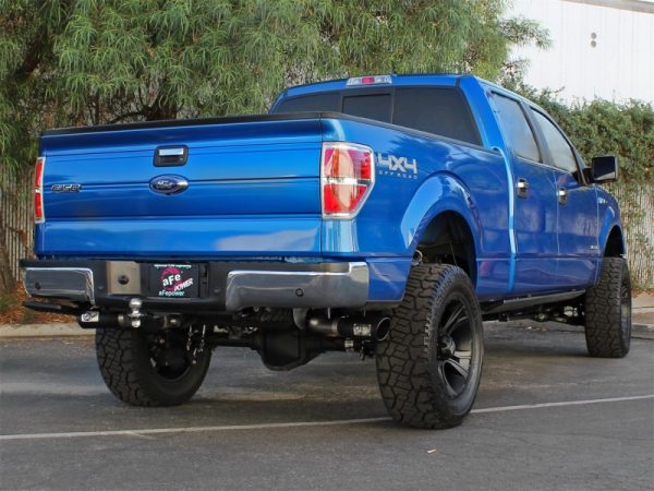 aFe MACHForce XP Exhaust 3in SS Dual Side Exit CB w/ Black Tips 11-14 Ford F150 EcoBoost V6-3.5L TT - Image 2