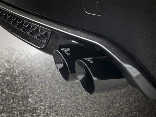 Alternative view of aFe MACH Force-Xp 3.5in. 304 SS C/B Exhaust w/o Muffler 15-18 BMW X5 M V8-4.4L (tt) - Black Tip