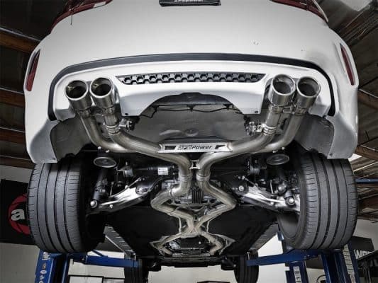 Alternative view of aFe MACH Force-Xp 3.5in. 304 SS C/B Exhaust w/o Muffler 15-18 BMW X5 M V8-4.4L (tt) - Polished Tip