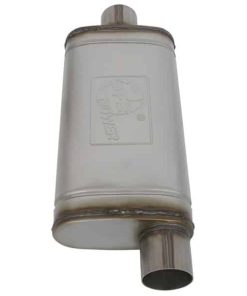 Alternative view of aFe MACHForce XP SS Muffler 3in Center Inlet / 3in Offset Outlet 18in L x 9in W x4in H Body