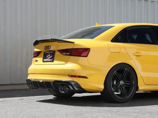 Alternative view of aFe MACHForce XP 3in-2.5in 304SS Exhaust Cat-Back 15-20 Audi S3 L4-2.0L (t) - Carbon Tips