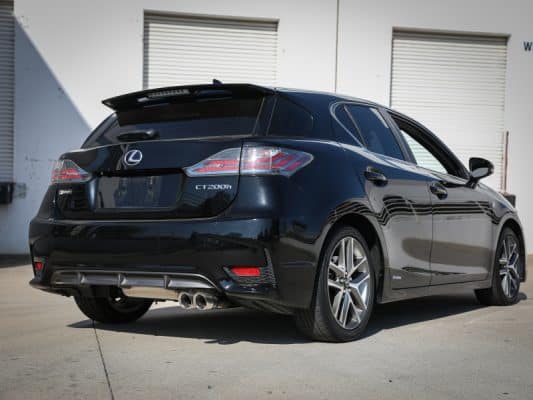 Alternative view of aFe POWER Takeda 2in to 2-1 304 SS Cat-Back Exhaust w/ Polished Tips 11-17 Lexus CT200h 1.8L
