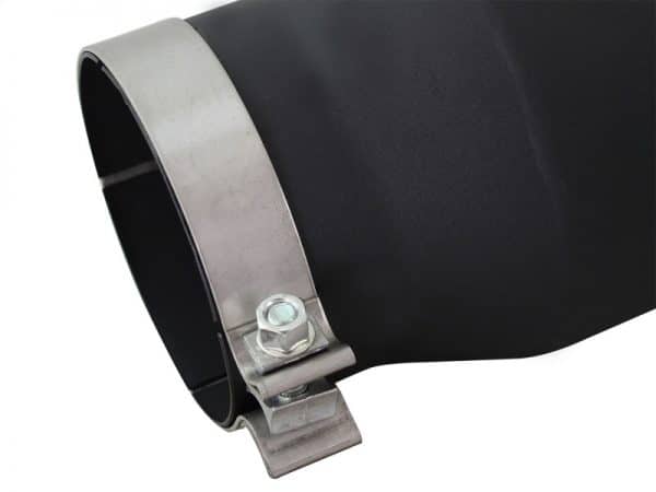 aFe MACHForce XP 5in 304 Stainless Steel Exhaust Tip 5 In x 7 Out x 12L in Bolt On Right - Black - Image 3