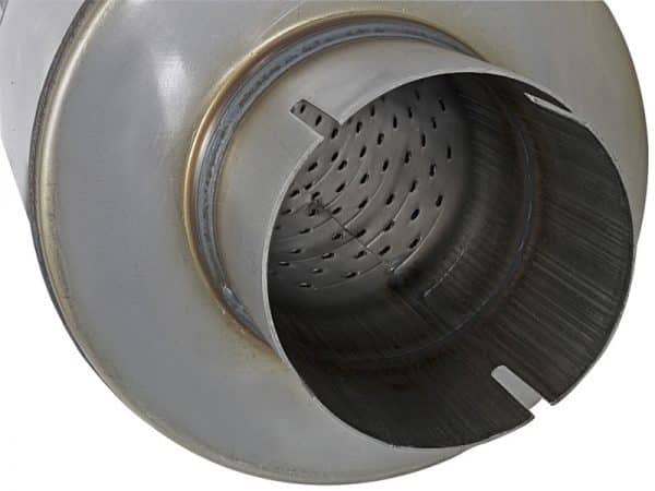 aFe MACH Force-Xp 409 SS Muffler 3-1/2in ID Center/Center x 7in Dia x 24in L - Round Body - Image 4