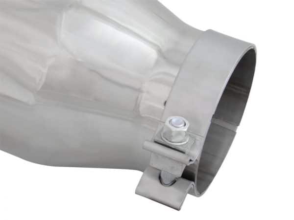 aFe MACH Force-XP 304 SS Right Side Single Wall Polished Exhaust Tip 4in Inlet x 6in Outlet x 12in L - Image 5