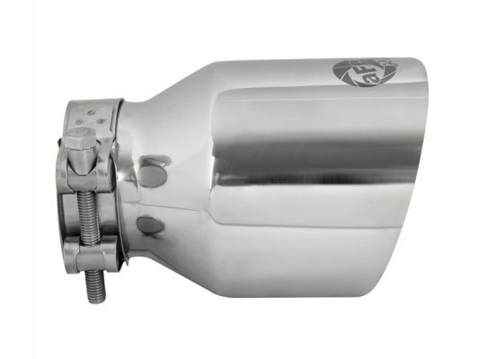 Alternative view of aFe MACH Force-Xp 304 SS Clamp-On Exhaust Tip 2.5in. Inlet / 4in. Outlet / 6in. L - Polished