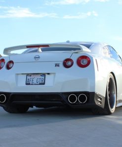 Alternative view of aFe Takeda 3in SS Exhaust Cat-Back 09-14 Nissan GTR V6 3.8L Carbon Fiber Tips