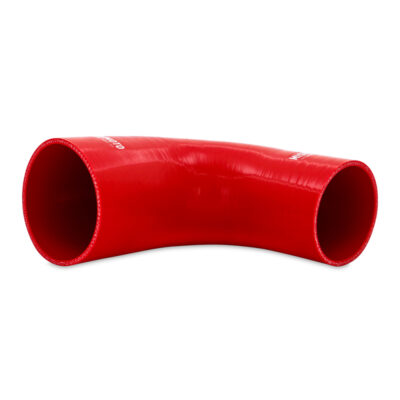 Alternative view of Mishimoto Silicone Reducer Coupler 90 Degree 3in to 4in - Red